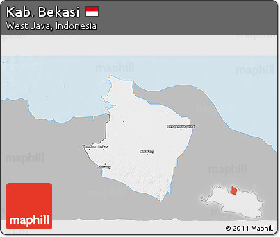 Gray 3D Map of Kab. Bekasi, single color outside