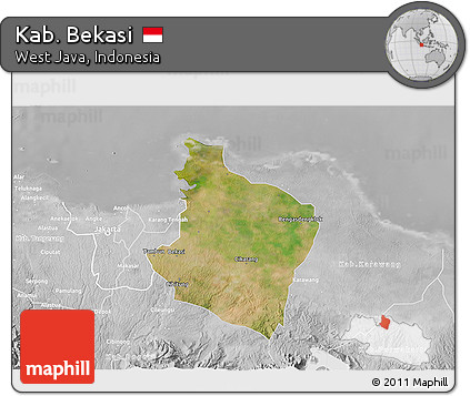 Satellite 3D Map of Kab. Bekasi, lighten, desaturated