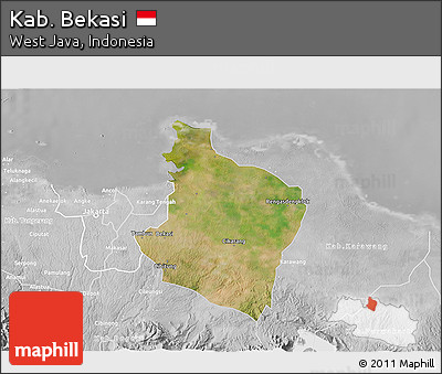 Satellite 3D Map of Kab. Bekasi, lighten, desaturated