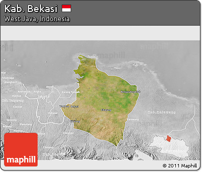 Satellite 3D Map of Kab. Bekasi, lighten, desaturated