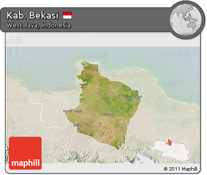 Satellite 3D Map of Kab. Bekasi, lighten