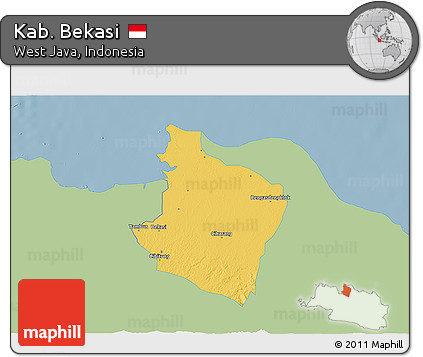Savanna Style 3D Map of Kab. Bekasi, single color outside