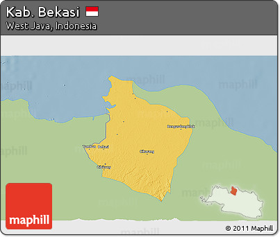 Savanna Style 3D Map of Kab. Bekasi, single color outside