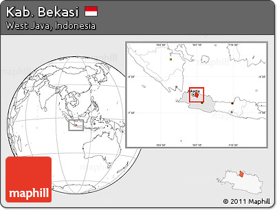 Blank Location Map of Kab. Bekasi, highlighted parent region