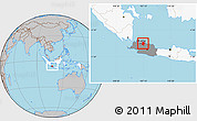Gray Location Map of Kab. Bekasi, highlighted country, highlighted parent region