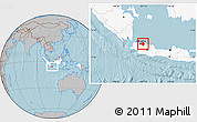 Gray Location Map of Kab. Bekasi, highlighted country, hill shading