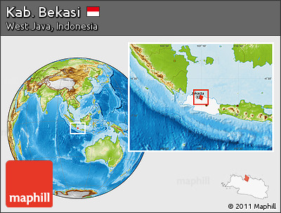 Physical Location Map of Kab. Bekasi, highlighted parent region