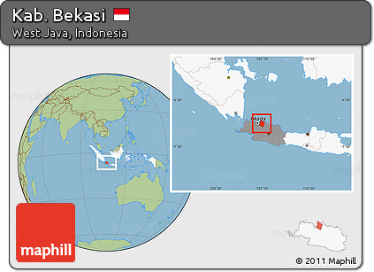 Savanna Style Location Map of Kab. Bekasi, highlighted country, highlighted parent region