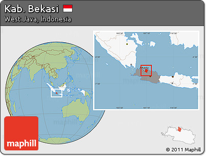Savanna Style Location Map of Kab. Bekasi, highlighted country, highlighted parent region