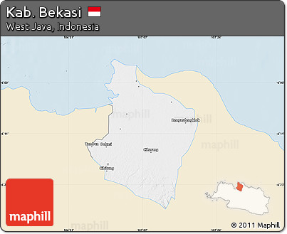 Classic Style Map of Kab. Bekasi, single color outside