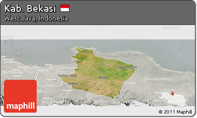 Satellite Panoramic Map of Kab. Bekasi, lighten, semi-desaturated