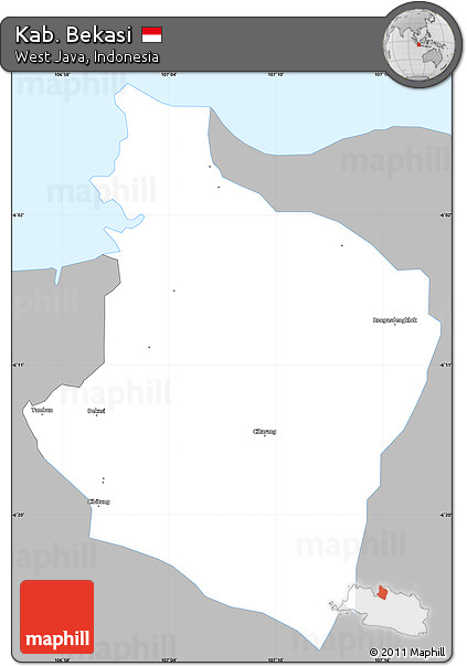 Gray Simple Map of Kab. Bekasi, single color outside
