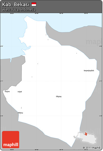 Gray Simple Map of Kab. Bekasi, single color outside