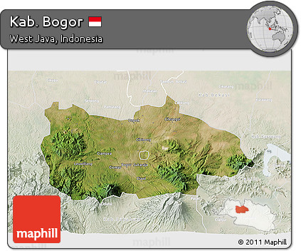 Satellite 3D Map of Kab. Bogor, lighten
