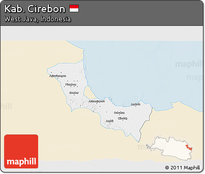 Classic Style 3D Map of Kab. Cirebon, single color outside