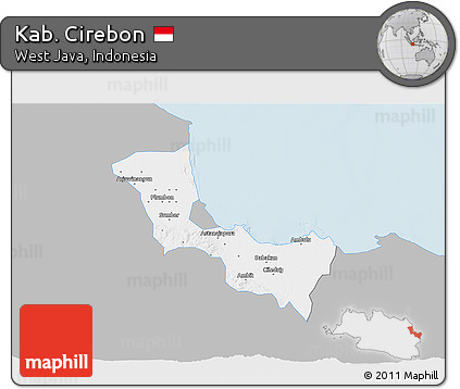 Gray 3D Map of Kab. Cirebon, single color outside