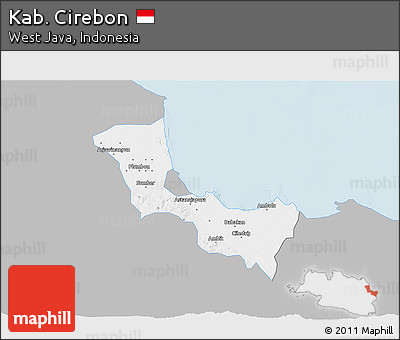 Gray 3D Map of Kab. Cirebon, single color outside