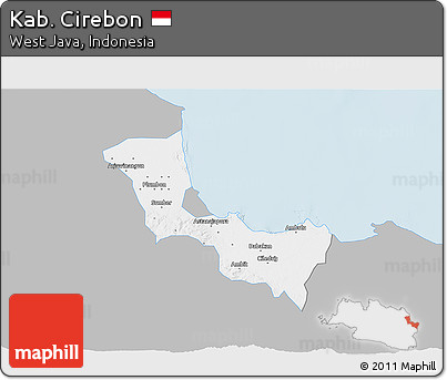 Gray 3D Map of Kab. Cirebon, single color outside