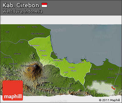 Physical 3D Map of Kab. Cirebon, darken