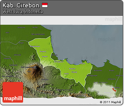 Physical 3D Map of Kab. Cirebon, darken