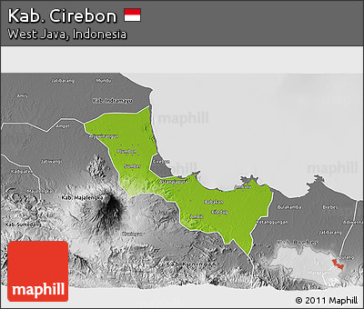 Physical 3D Map of Kab. Cirebon, desaturated
