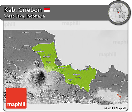 Physical 3D Map of Kab. Cirebon, desaturated