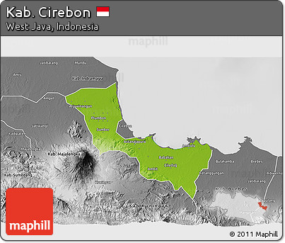 Physical 3D Map of Kab. Cirebon, desaturated