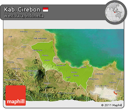 Physical 3D Map of Kab. Cirebon, satellite outside
