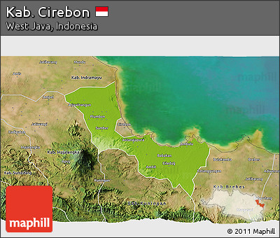 Physical 3D Map of Kab. Cirebon, satellite outside