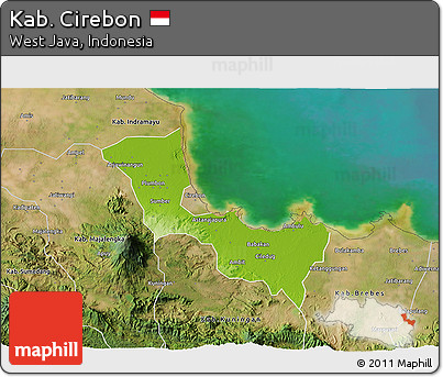 Physical 3D Map of Kab. Cirebon, satellite outside