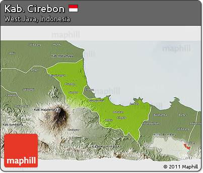 Physical 3D Map of Kab. Cirebon, semi-desaturated