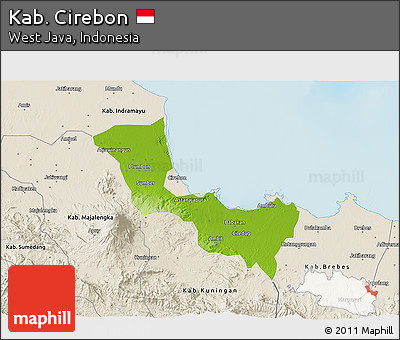 Physical 3D Map of Kab. Cirebon, shaded relief outside