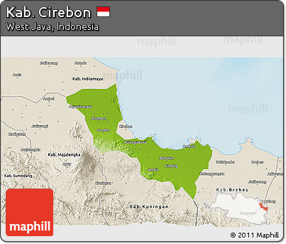 Physical 3D Map of Kab. Cirebon, shaded relief outside