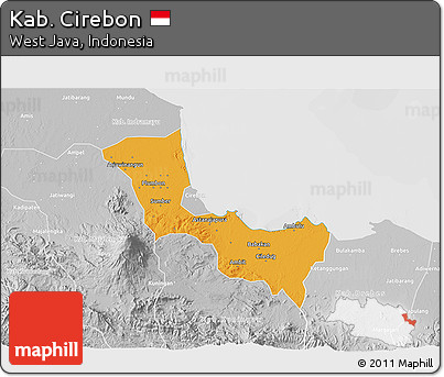 Political 3D Map of Kab. Cirebon, lighten, desaturated