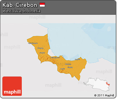 Political 3D Map of Kab. Cirebon, single color outside