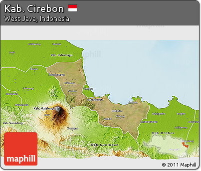 Satellite 3D Map of Kab. Cirebon, physical outside