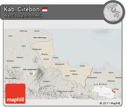 Shaded Relief 3D Map of Kab. Cirebon, semi-desaturated