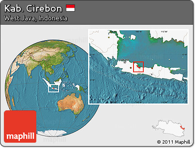Satellite Location Map of Kab. Cirebon, highlighted country