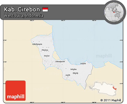 Classic Style Map of Kab. Cirebon, single color outside