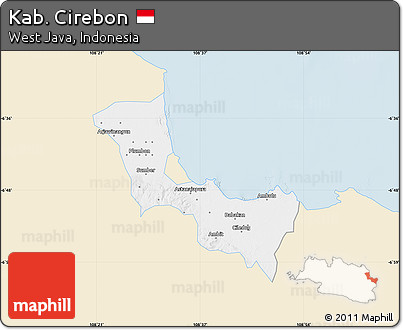 Classic Style Map of Kab. Cirebon, single color outside