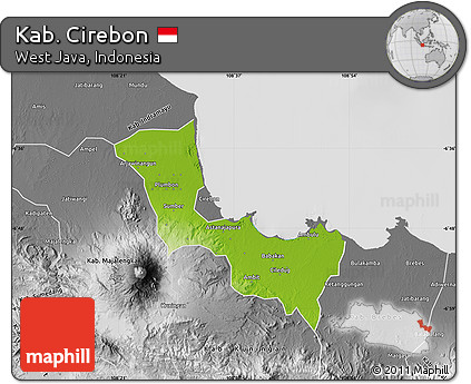 Physical Map of Kab. Cirebon, desaturated
