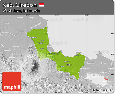 Physical Map of Kab. Cirebon, lighten, desaturated