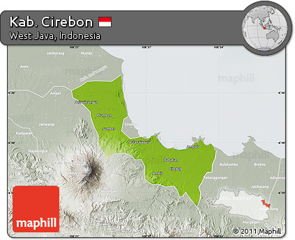 Physical Map of Kab. Cirebon, lighten, semi-desaturated