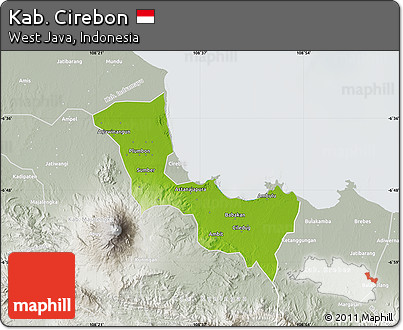 Physical Map of Kab. Cirebon, lighten, semi-desaturated