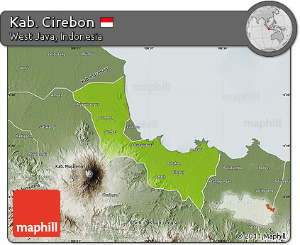 Physical Map of Kab. Cirebon, semi-desaturated