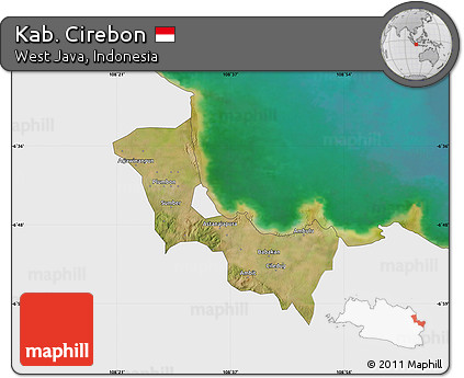 Satellite Map of Kab. Cirebon, single color outside