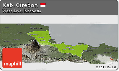 Physical Panoramic Map of Kab. Cirebon, darken, semi-desaturated