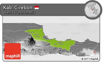 Physical Panoramic Map of Kab. Cirebon, desaturated