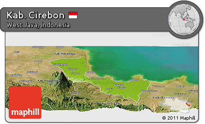 Physical Panoramic Map of Kab. Cirebon, satellite outside