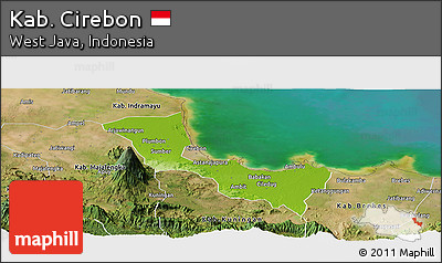 Physical Panoramic Map of Kab. Cirebon, satellite outside